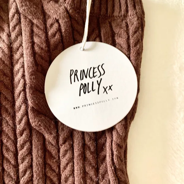 Princess Polly Dominika Mini Dress Womens Size S/M Brown One Shoulder Cable Knit - Image 5