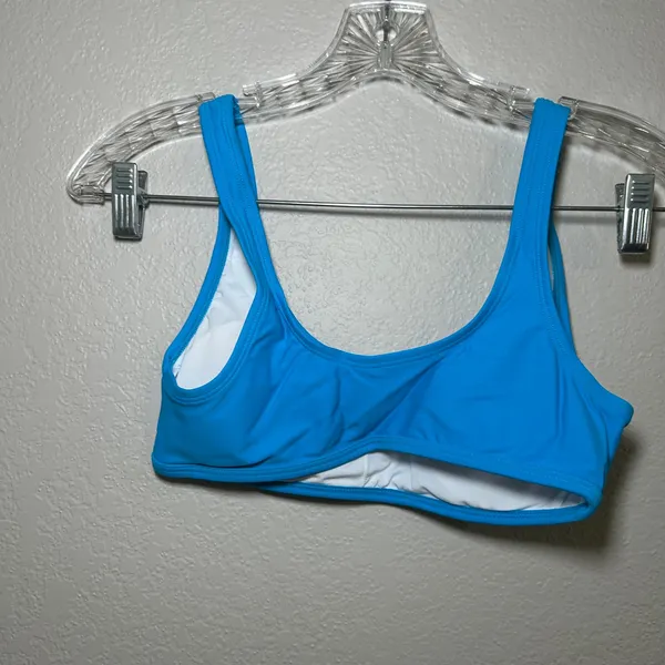Halara Womens Scoop Neck Bikini Top Blue Padded Swim XS beach vacation resort - Image 2