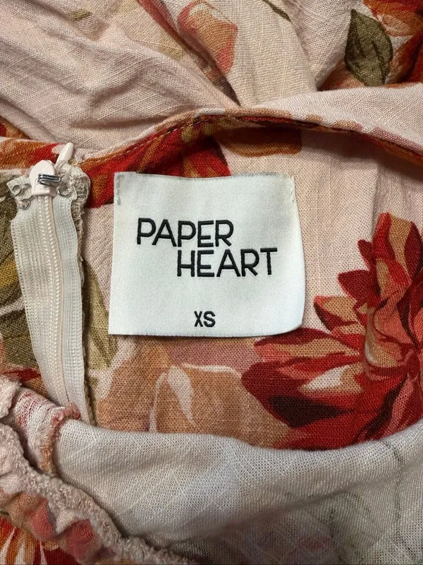 Anthropologie Paper Heart Maxi Dress Womens XS Rose Floral Linen Blend V Neck Flattering - Image 6