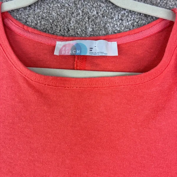 FP Beach Shore to Shore Tunic Top XS Oversized‎ Coral High Low Raw Hem Lagenlook - Image 7