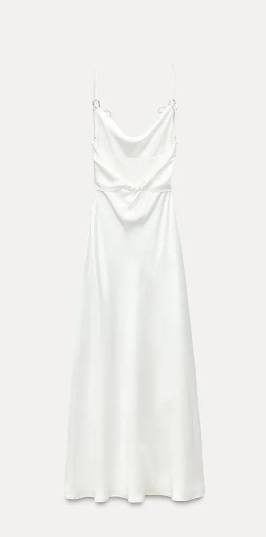 dress maxi satin rhinstone bow wedding slip on evening party coctail - Image 14