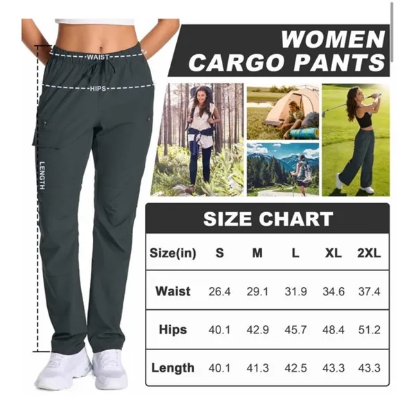 NWT ~ Women's Dark Gray UPF 50+ Quick Dry Breathable Hiking Cargo Pants ~ MEDIUM - Image 3
