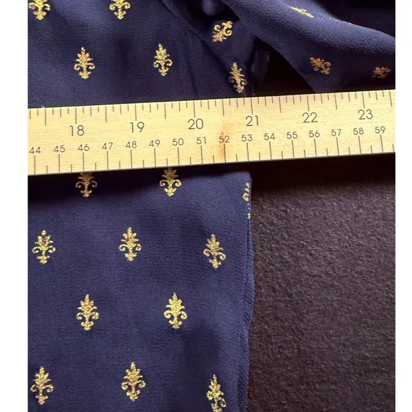 Soft Surroundings Navy Blue Gold Medallion Print Sheer Beaded Neckline‎ Tunic M - Image 5