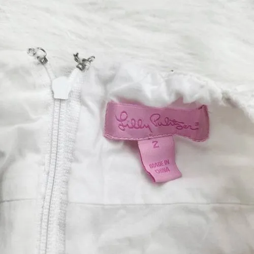 Lilly Pulitzer Women's White‎ Eyelet V-Neck Cotton Mini Dress Size 2 - Image 4