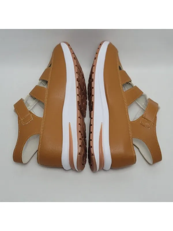 Women's Hollow Cut Out Fisherman Wedge Platform Sandals Brown, Size 40 - Image 9