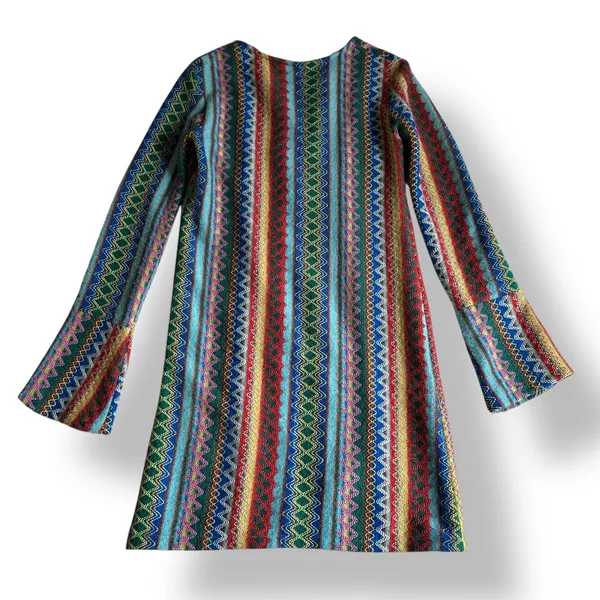 American Vintage Vintage Psychedelic Knit‎ Duster Cardigan Rainbow ZigZag Stripe Bell Sleeve XS-S - Image 4