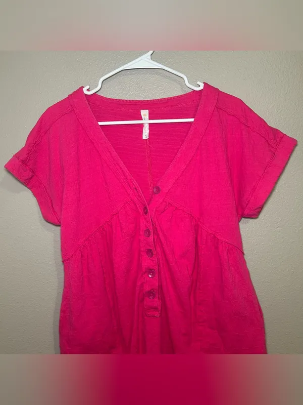 Anthropologie Daily Practice Hot Pink Button Front Lounge Romper Women’s Size XS - Image 3