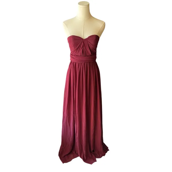 Birdy Grey - NWT Grace Chiffon Cabernet Strapless Bridesmaid Gown Sz XS - Image 2