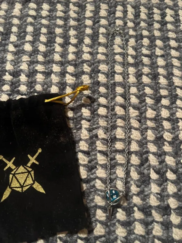 D&D 20 sided die necklace with blue face and numbers #dnd #gaming Bought from renaissance faire No flaws and never wore Originally paid 25 - Image 4