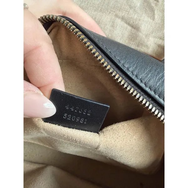 Gucci Crossbody Bag Womens Small Black Leather GG Marmont Camera Made In Italy - Image 14