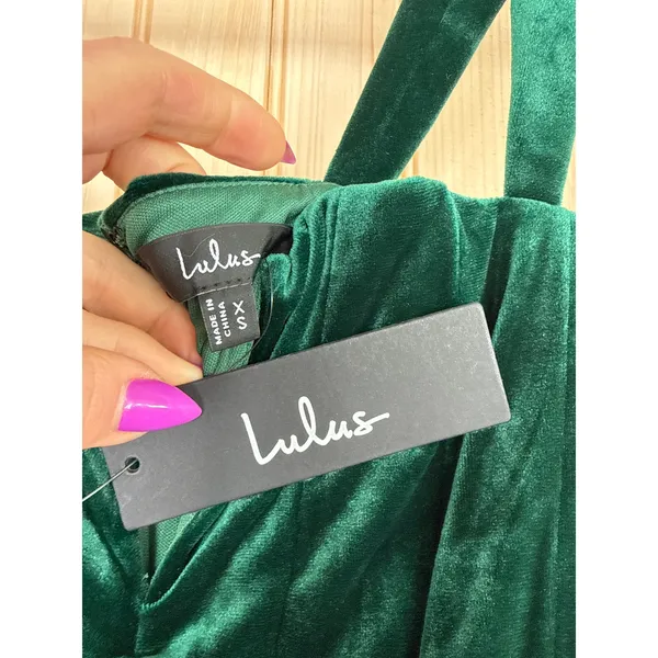 NWT Lulus Pristine Luxury Emerald Green Velvet Bustier Maxi Dress Banquet Sz XS - Image 6