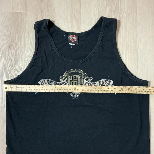 Harley Davidson "Ride Hard Live Fast" Graphic Tank‎ Top Simi Valley Motor Cycles - Image 3
