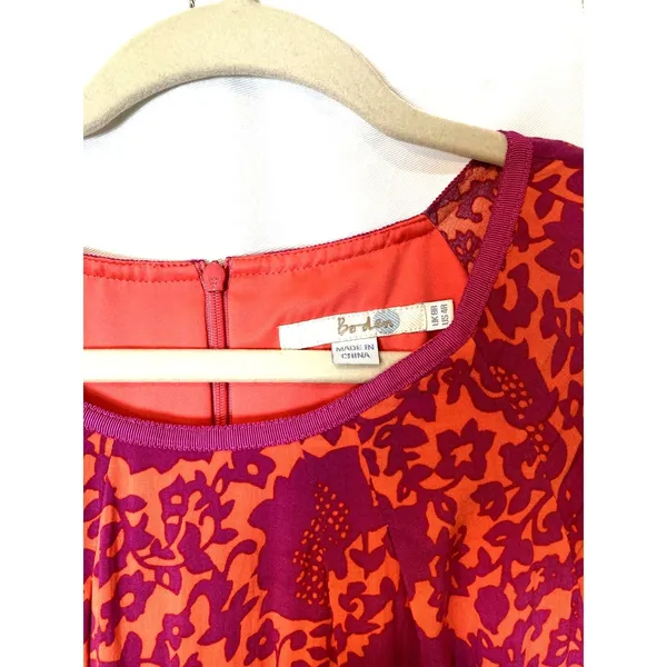 Boden Easy Day Cap Sleeve Mini Dress in Orange in Fuchsia Floral Size 4 EUC - Image 10