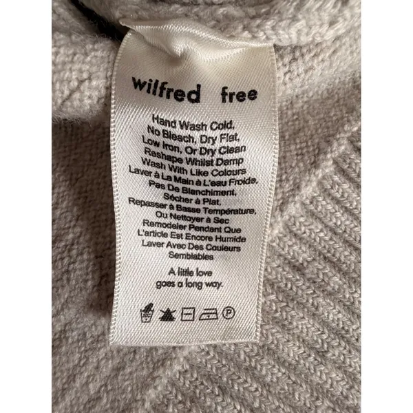 Wilfred Free Isabelli Sweater Aritzia Merino Wool Gray Ribbed Knit High Low XS - Image 6