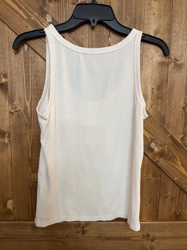Everlane Women’s Small White Ribbed Tank Top Scoop Neck Sleeveless Basic (9327) - Image 5