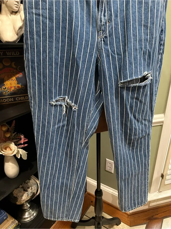 American Eagle Striped Mom Jeans – Distressed – Size 14 Long - Image 4