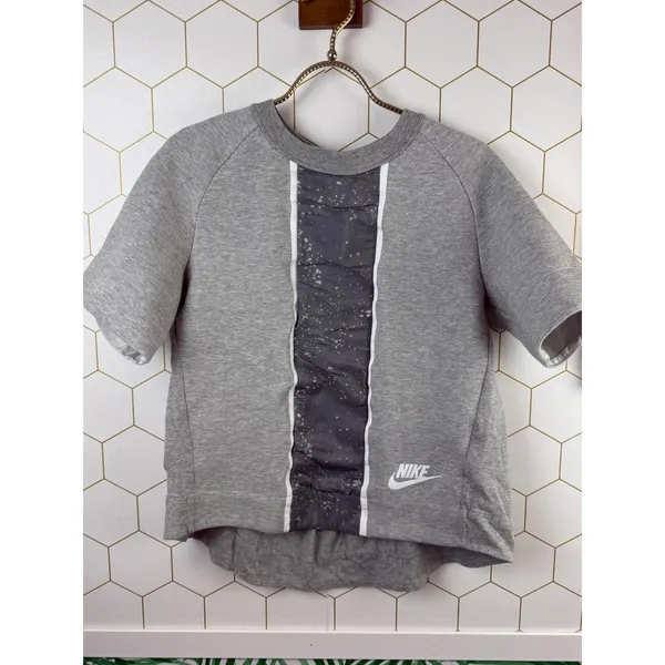 Nike Women’s Tech Fleece Gray Short Sleeve Crew Sweatshirt - Size - Medium - Image 5