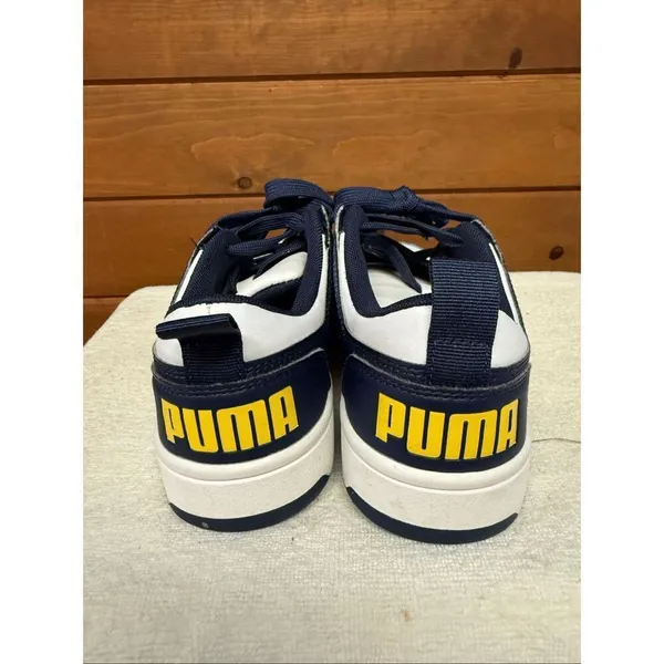 Puma Womans Rebound LayUp Lo sneakers Sz 6 Navy/Yellow/White - Image 3