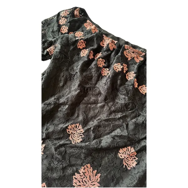 Adiva Womens Black‎ Pink Floral Lace Whimsigoth Witchy Off Shoulder Top Size Xl - Image 3