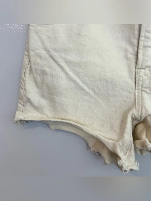 Madewell Ivory Raw Hem The Perfect Denim Jean High Wasited Frayed Shorts Size 25 - Image 4