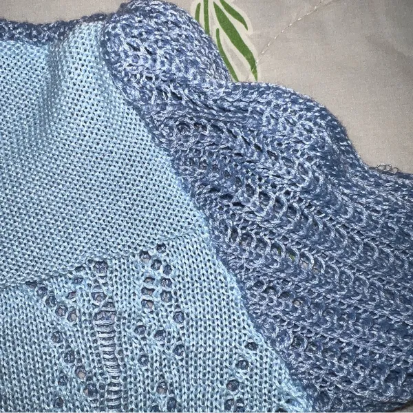 Light Blue One-Shoulder Crochet Maxi Dress - Image 6