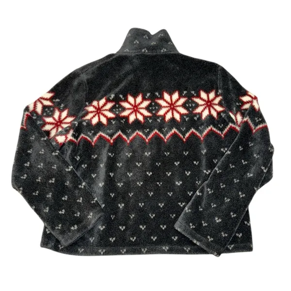 Barrage Authentic fair isle red grey full zip fuzzy jacket women’s size XL - Image 2