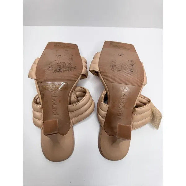 Abound Sandals Size 4 Qarly Heeled Tan Square Toe Slip‎ On Heels - Image 9