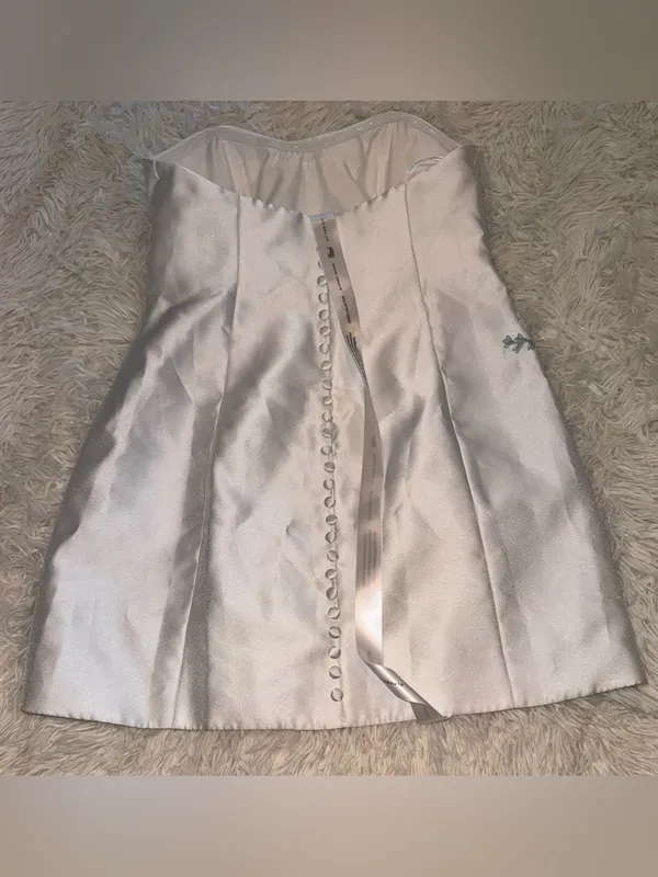 NEW Dessy Collection 3D Floral Embellished Sleeveless White Minidress Sz 4 - Image 5