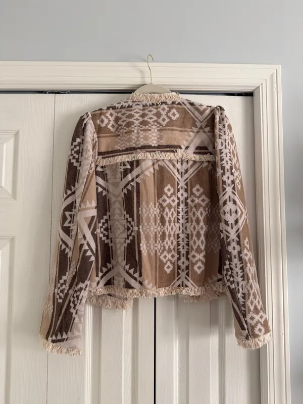 NWT NanaMacs Boho Fringe Jacket with Geometric Patterns - Image 6