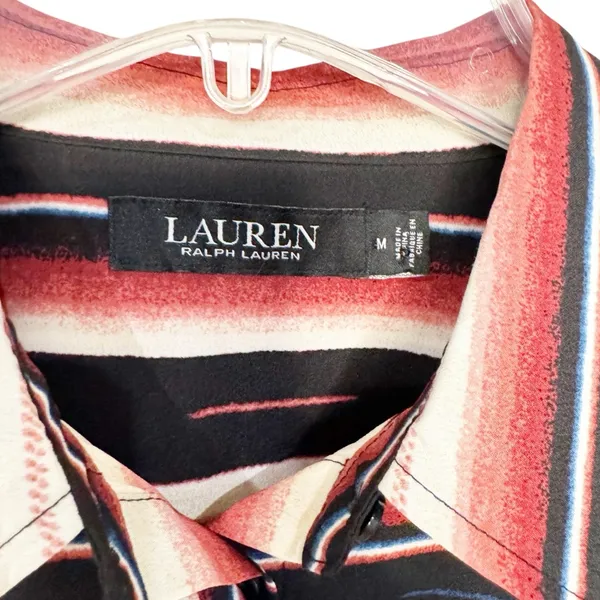 Lauren Ralph Lauren Striped Blanket Top Sz M - Image 3
