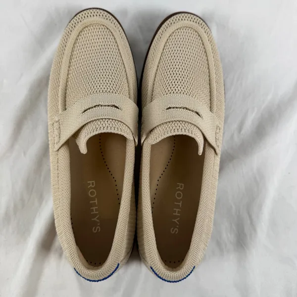 EUC Rothys The Penny Loafer Sand Beige Knit Casual Neutral Minimalist Loafers 8 - Image 6