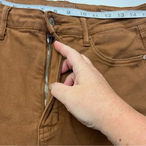 Judy Blue High Rise‎ Control Top Wide Leg Crop Jean Camel Brown Size 13 / 31 - Image 10