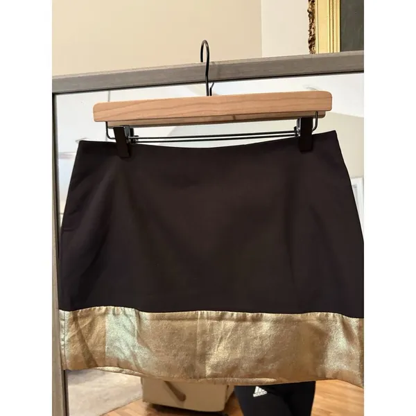 Express Tan Gold Sequin Knit Mini Skirt Size 6 - Image 3