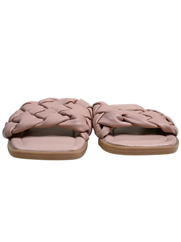 Alda Women's 8 Blush Braided Slide Sandals Made In Italy - Image 2