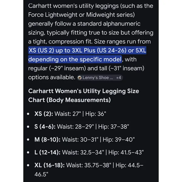 Carhartt Utility Leggings Womens XL Brown Force Midweight Outdoor Stretch Rugged - Image 4