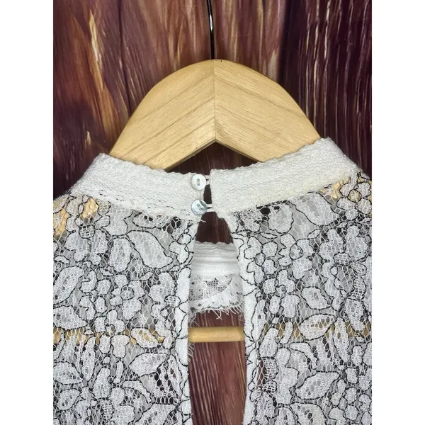 Free People Tell Tale Floral Lace Black & White Asymmetric High Low Dress size M - Image 9