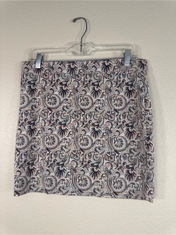 Free People Grey Paisley Stretch Mini Skirt Womens L Boho Fall Casual Pull On - Image 7