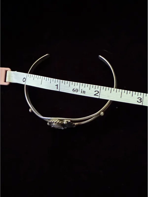 Vintage Sterling Silver Mother of Pearl Split-Shank Cuff Bracelet - Image 6