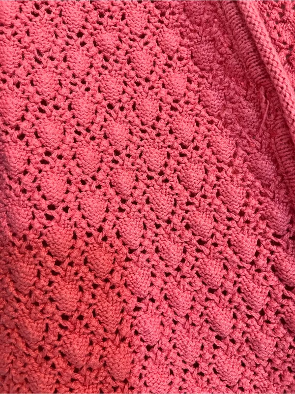 Vintage Pink Knit Button front Cardigan cotton women’s size medium chunky - Image 5