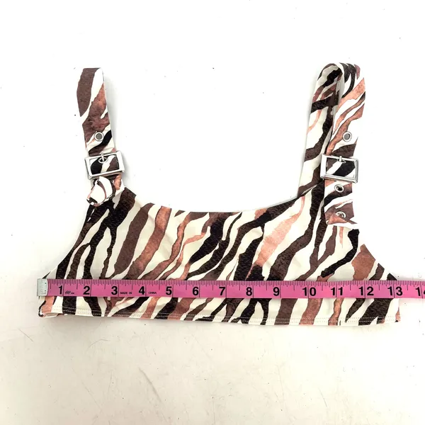 Frankies Bikinis Stormy Top M Kenza Bottom S Brown Zebra Animal Print Bikini Set - Image 3