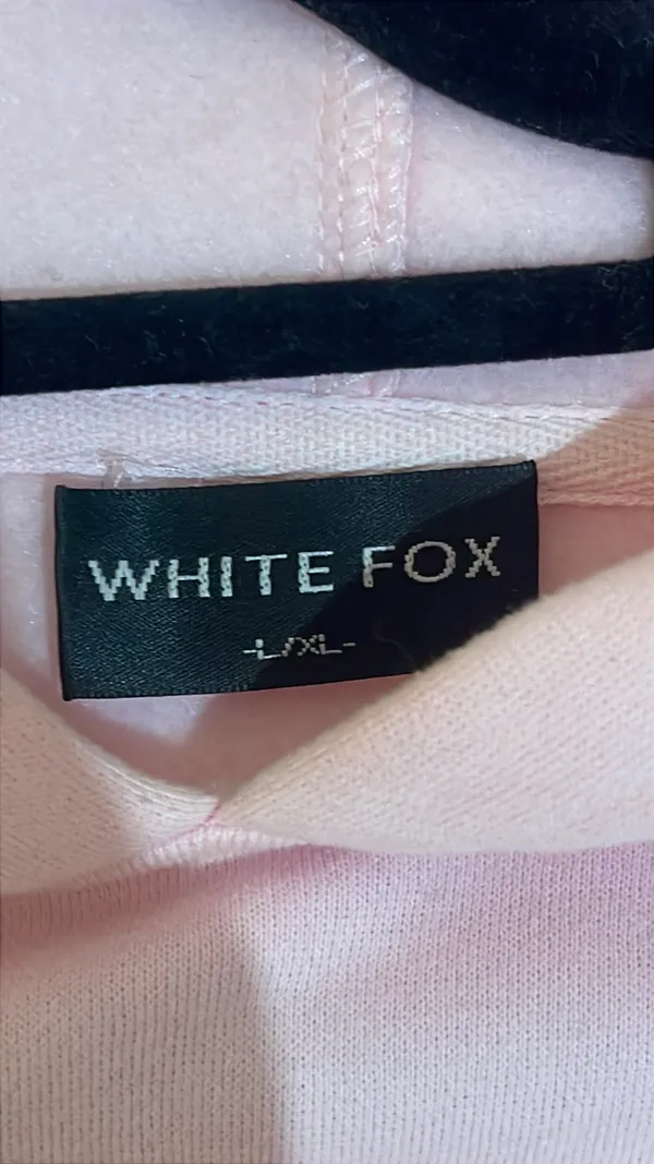 Pink White Fox Hoodie L/XL - Image 2