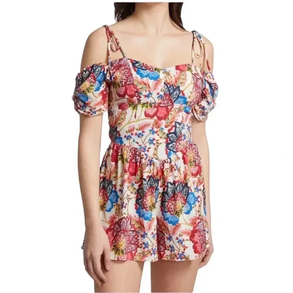 MISA Los Angeles Ruchika Floral Puff Sleeve Romper Size M NWT - Image 4