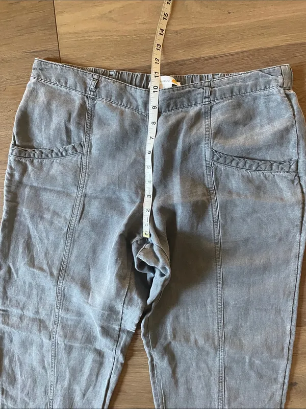 C&C California Linen Lyocell Cropped Pull On Pants Gray Size Large - Image 4