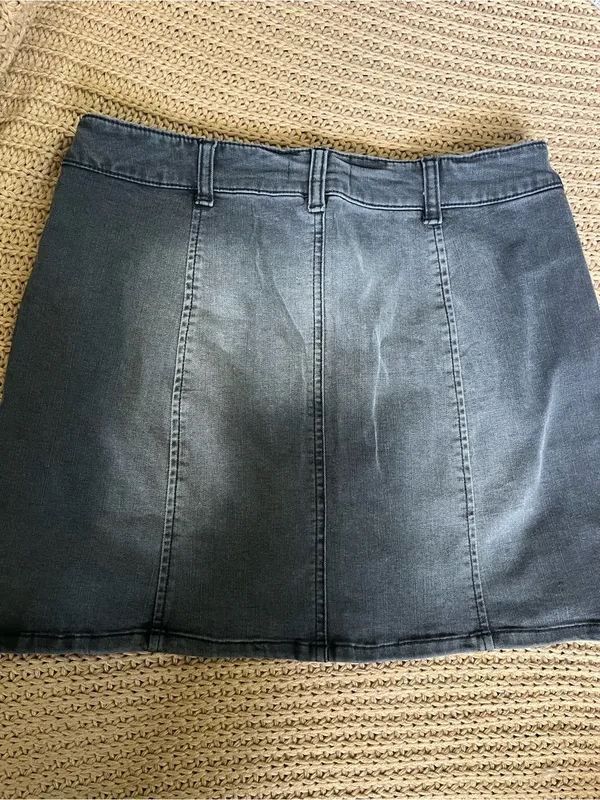 Altar'd State Black Washed Denim Button-Front Mini Skirt - Image 4