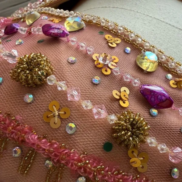 Sherry Haute Couture Halter Formal Gown Beaded Bling Blush Orchid $500 16 - Image 10