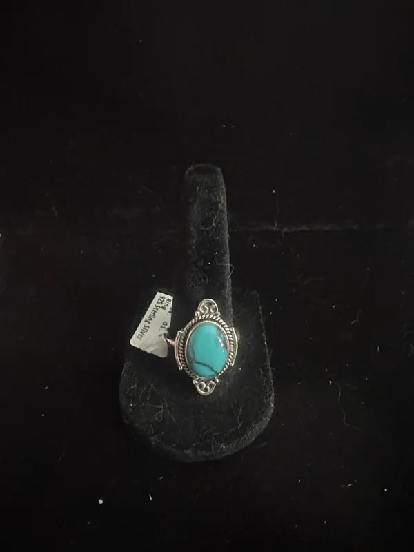 925 Sterling Silver Mexican Turquoise Ring size 9 Blue - Image 4