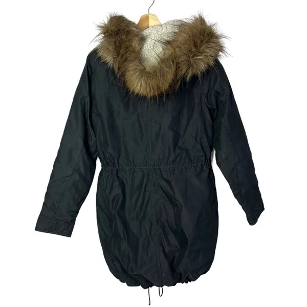 Abercrombie & Fitch Navy Blue Sherpa Lined Military Parka Jacket M‎ - Image 3