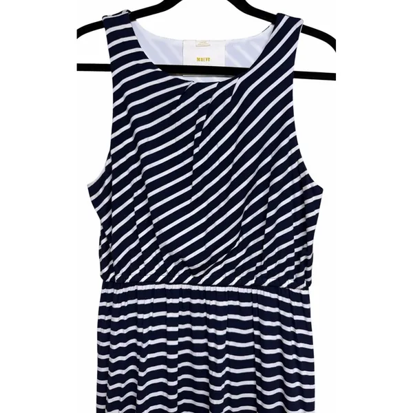 Maeve Blue &‎ White Striped Maxi Dress Women's Size Large - Image 3