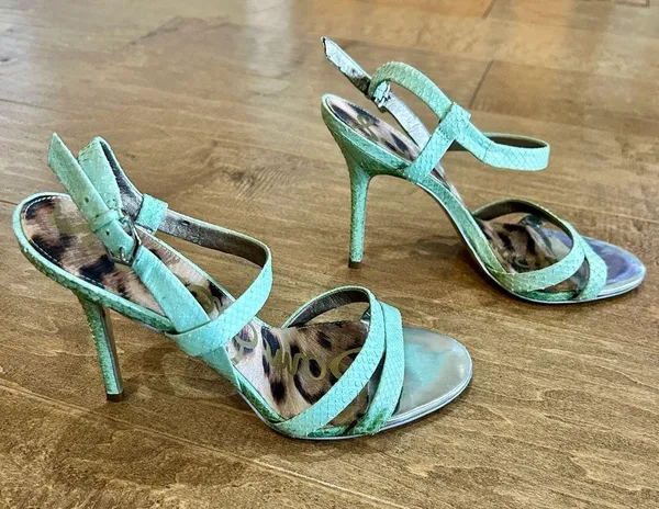 Sam Edelman Women’s Abbott Snakeskin Print High Heel Blue Size 8 Used Girly - Image 4