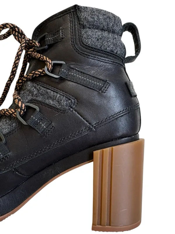 Like New Sorel Blake Lace-Up Heeled Boots Black Grey Size 6.5 - Image 4